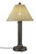 Tahiti II 34" Table Lamp 19257 with 3" bronze tube body and tight weave, flat wicker, stone shade